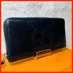 GUCCI ジャンボGG ラウンドファスナー ジッピーウォレット ブラック 黒のサムネイル