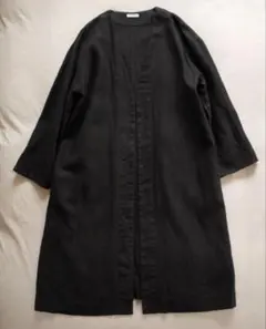 完売品✨フォグリネンワーク　ピエリーナコート　ヘリンボーン　リネン　ブラック 完売品✨フォグリネンワーク ピエリーナコート ヘリンボーン