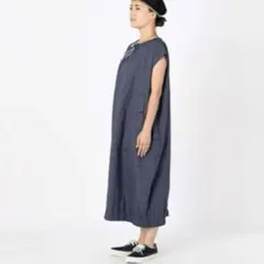 ダリア 刺繍 ワンピ ネイビー ista-ire イスタイーレ ナチュラン