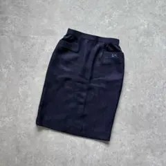 伊太利屋［M］美品◎ラインストーンロゴ×リボン◎サマーツイードタイトスカート