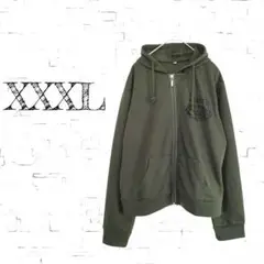 ジップアップパーカー　オリーブグリーン　トップス　 XXXL(LL相当)