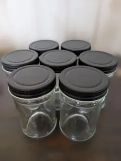 [未使用]　ガラス瓶 保存容器　黒い蓋 24個セット