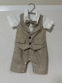 【1~3M】フォーマル ベージュチェック タキシード