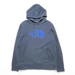 古着 ノースフェイス スウェット パーカー ロゴ プリント ネイビー メンズL