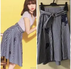 【美品】リランドチュール 刺繍 ストライプ スカート