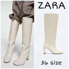 ZARA　ハイヒールブーツ　36サイズ　ホワイト