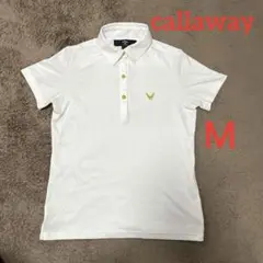 Callaway ゴルフ　シャツ　白　レディースＭ　ゴールド刺繍ロゴ　ストレッチ