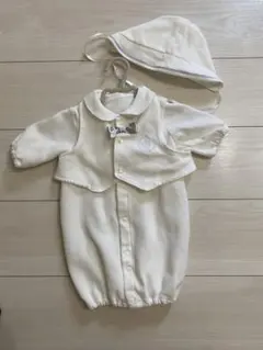 【一度のみ着用】ホワイト セレモニースーツ 50~60cm 帽子付き