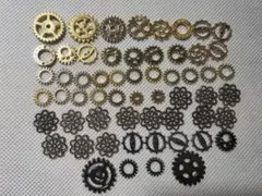 金属製歯車と花模様パーツセット