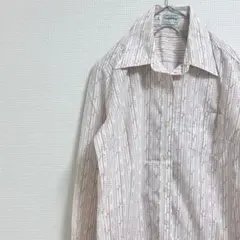 80s ヴィンテージ 昭和レトロ シャツ ブラウス 白シャツ レトロ柄 総柄