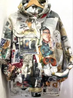 Supreme シュプリーム　Mサイズ ワンポイント刺繍ロゴ　総柄パーカー