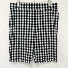 ラファエラ ギンガムチェック ハーフパンツ ひざ丈 レディース L 黒 白
