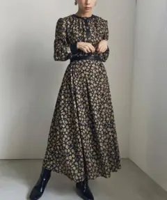 イザベルマランエトワール 花柄 長袖 ティアードロングワンピース