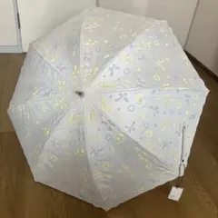 【未使用品】ランバンオンブルー リボン総柄 晴雨兼用 ショート傘 日傘 ホワイト