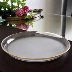希少美品◇オールドサンルイ《金彩 アシッドエッチング》大型トレイ 