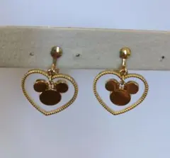 ミッキー ハート型イヤリング 金色