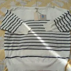 新品.未使用 studio CLIP ストライプニットセーター L