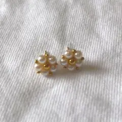 H*u様 【K18】パール・花形ピアス