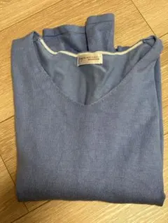 ジャイロ元町　青色 Mサイズ 七分袖ニット　春夏用　Ｖネック