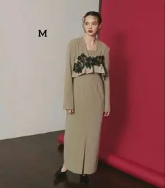 ANDRESED ピンストライプテーラードビスチェドレス（ベージュ　M）