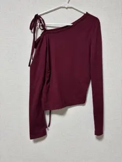 SHEIN 長袖カットソー ボルドー アシンメトリー