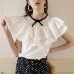 épine double frill ribbon blouseのサムネイル