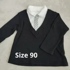 襟付き長袖Tシャツ サイズ90 黒