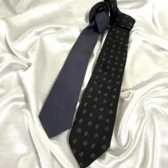 42★グレーネイビーとブラックのネクタイセット