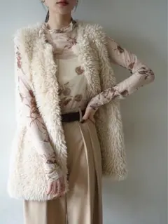 ファーベスト フェイクファーオーバーベスト プードルベスト ジレ Lumier