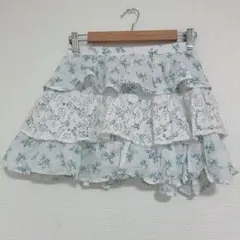アバクロンビーアンドフィッチ キュロット フレア 小花柄 S 白 綿 デート