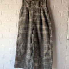 チェックワイドパンツ　M