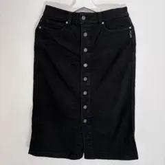 アニエスb. ボタンフロント 黒デニム タイトスカート 38