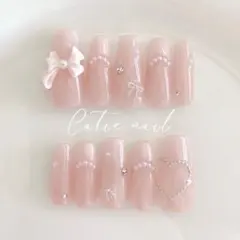 現品 ネイルチップ 即購入◎フレンチガーリー　フレンチネイル　ホワイトラメ　韓国