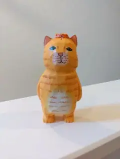 猫の置物 オブジェ 飾り 手彫り 木製 ぶさかわ 可愛い ネコ好き インテリア