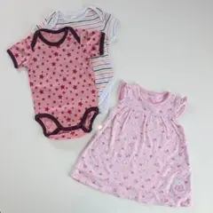 女の子 ロンパース ワンピース 3枚セット まとめ売り 半袖 海外 サイズ74