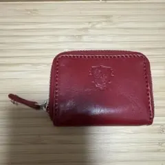 レザー 赤 ジッパーコインケース