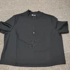 【GU】ブラック ジップアップ 半袖Tシャツ 3L