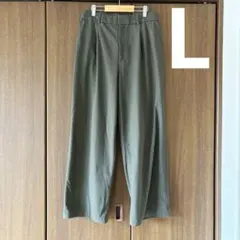 UNIQLO タックワイドパンツ(ワンタック) オリーブ Lサイズのサムネイル