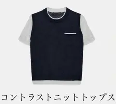 ZARA ザラ コントラストニットトップス L