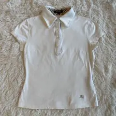 BURBERRY バーバリー　白 ポロシャツ ノバチェック S ワンポイント