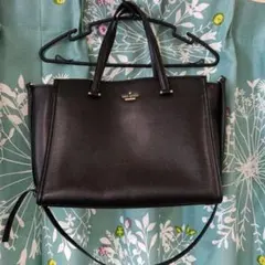 kate spade 黒 レザー ショルダーバッグ