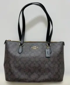 極美品★コーチ ギャラリー トート シグネチャー キャンバス ダークブラウン