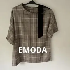 EMODA おしゃれなグレンチェック柄トップス カットソー　リボン付きのサムネイル