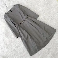 『アナトリエ』 (34) 千鳥格子長袖ワンピース ビジュー付ベルト ラメ 上品