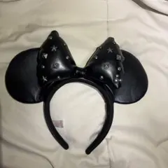 スタッズ付きブラックミッキー耳カチューシャ