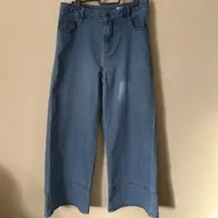 ikka デニムパンツ ワイドパンツ ライトブルー Lのサムネイル