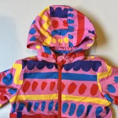 カラフル幾何学模様フード付きアウター