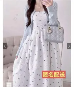 GRL 花柄ジャガードフレアワンピース[gn389]グレイル　アイボリーフリー