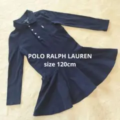 ポロラルフローレン キッズ ワンピース ポロワンピ 長袖 120cm ネイビー