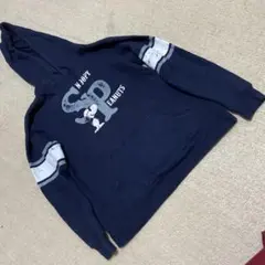 スヌーピー PEANUTS パーカー　ネイビー　ユーズド加工　S 裏起毛